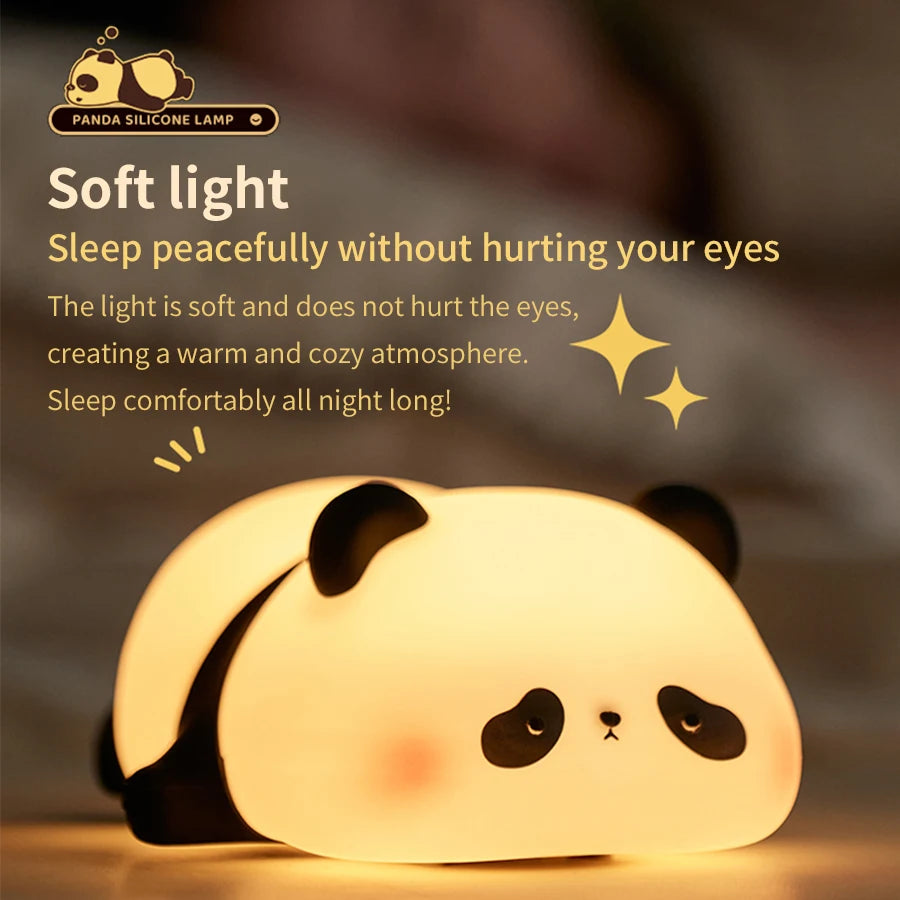 New Mini Panda Small Night Light Creative Living Room Cute Panda Pat 3-speed Adjustable Light Desktop Decoration Cartoon Gift SPINGHAR