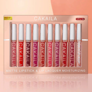 CAKAILA 10pcs Matte Nude Lip Gloss Set - SPINGHAR