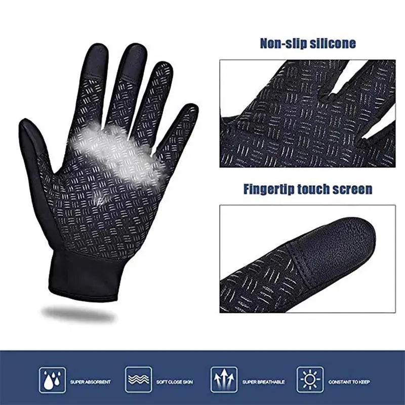 Men’s Winter Gloves: Waterproof Windproof Touchscreen Zipper Gloves for Snowboard and Motorcycle Riding SPINGHAR