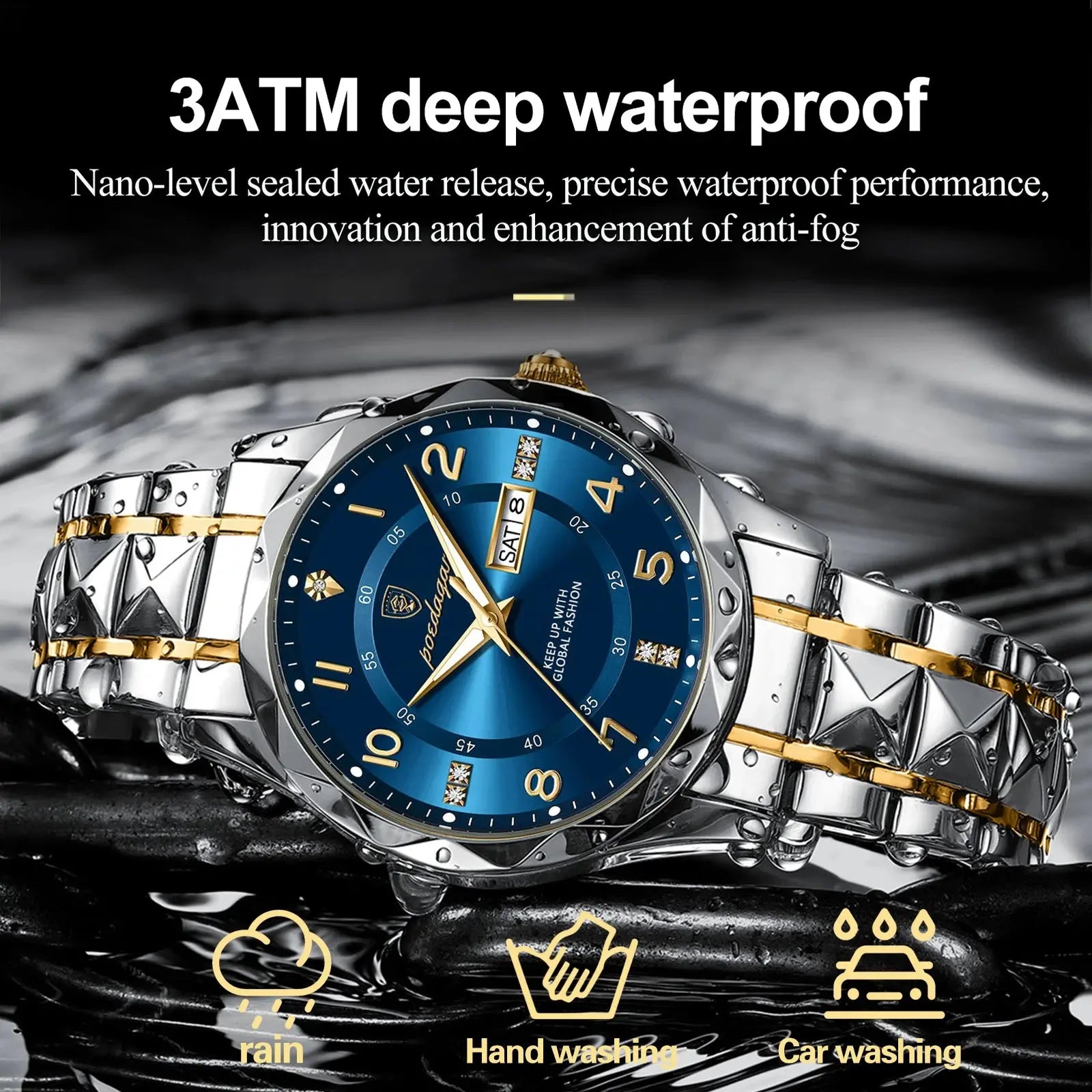 POEDAGAR Luxury Men Quartz Watch Waterproof Date Week Luminous Wristwatch Stainless Steel Men's Watches Male Clock Sports Reloj - SPINGHAR