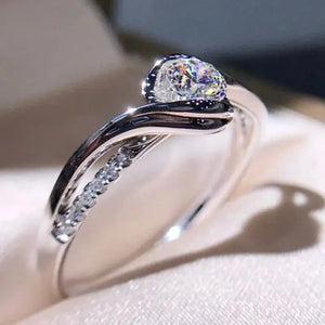 Elegant 925 Silver Plated Zircon Promise Ring for Brides - SPINGHAR