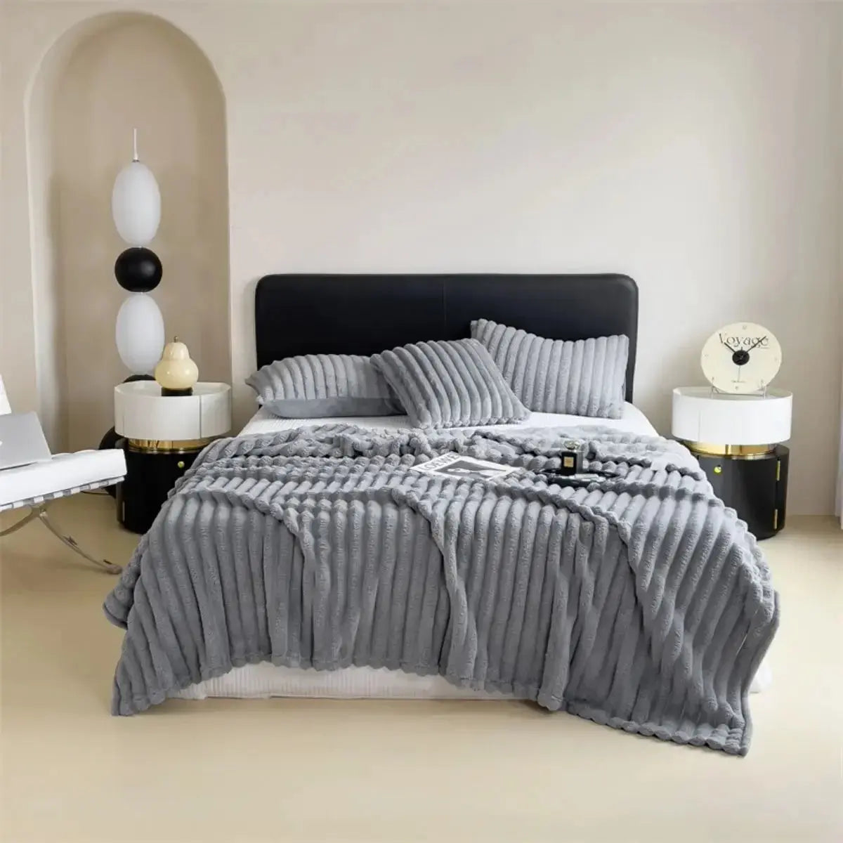 Solid color thickened wide striped multifunctional blanket, can be used as bed sheet cover blanket, nap blanket, pet blanket - SPINGHAR