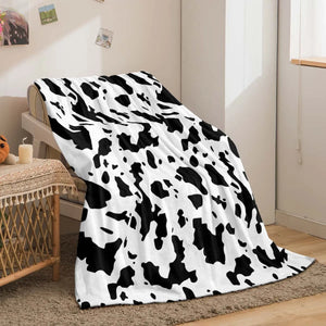 Cow Pattern Double-Sided Flannel Blanket - Soft Office Nap & Air Conditioning Blanket for Living Room & Sofa SPINGHAR