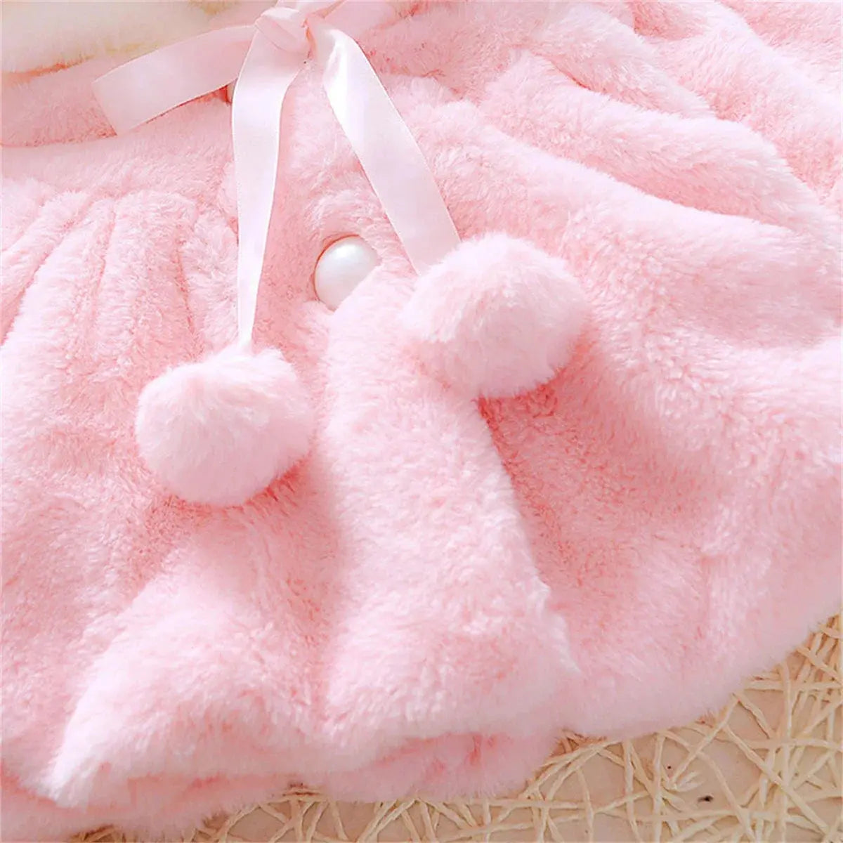 Children's clothing children's new cape girls autumn and winter wool sweater shawl baby ear fleece jacket cape - SPINGHAR