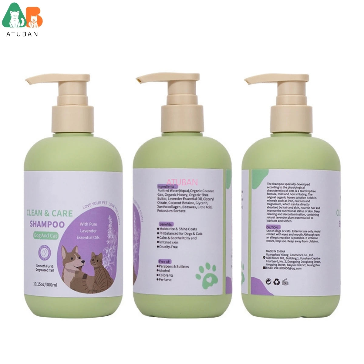 ATUBAN Dog Shampoo and Conditioner,Hypoallergenic Dog Shampoo for Smelly Dogs,Probiotic Pet Shampoo for Dogs,Royal Lavender SPINGHAR