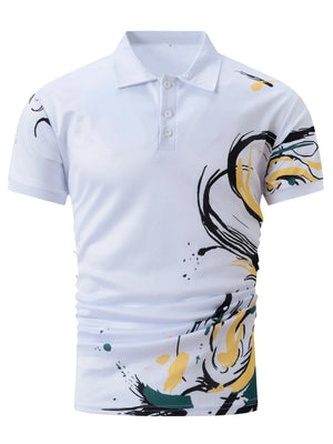 Summer Men's Short Sleeve Polo Shirt - Colorful Print Casual T-Shirt - SPINGHAR