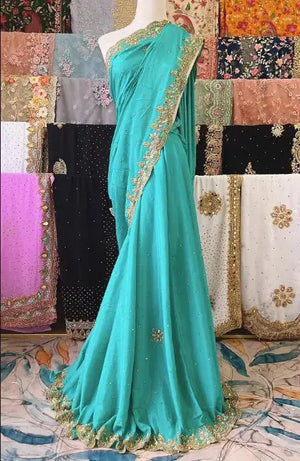 Traditional Indian Saree Women Summer Dress Sari Nepal Pakistan 5 Meter Embroidered Sequins Stage - SPINGHAR