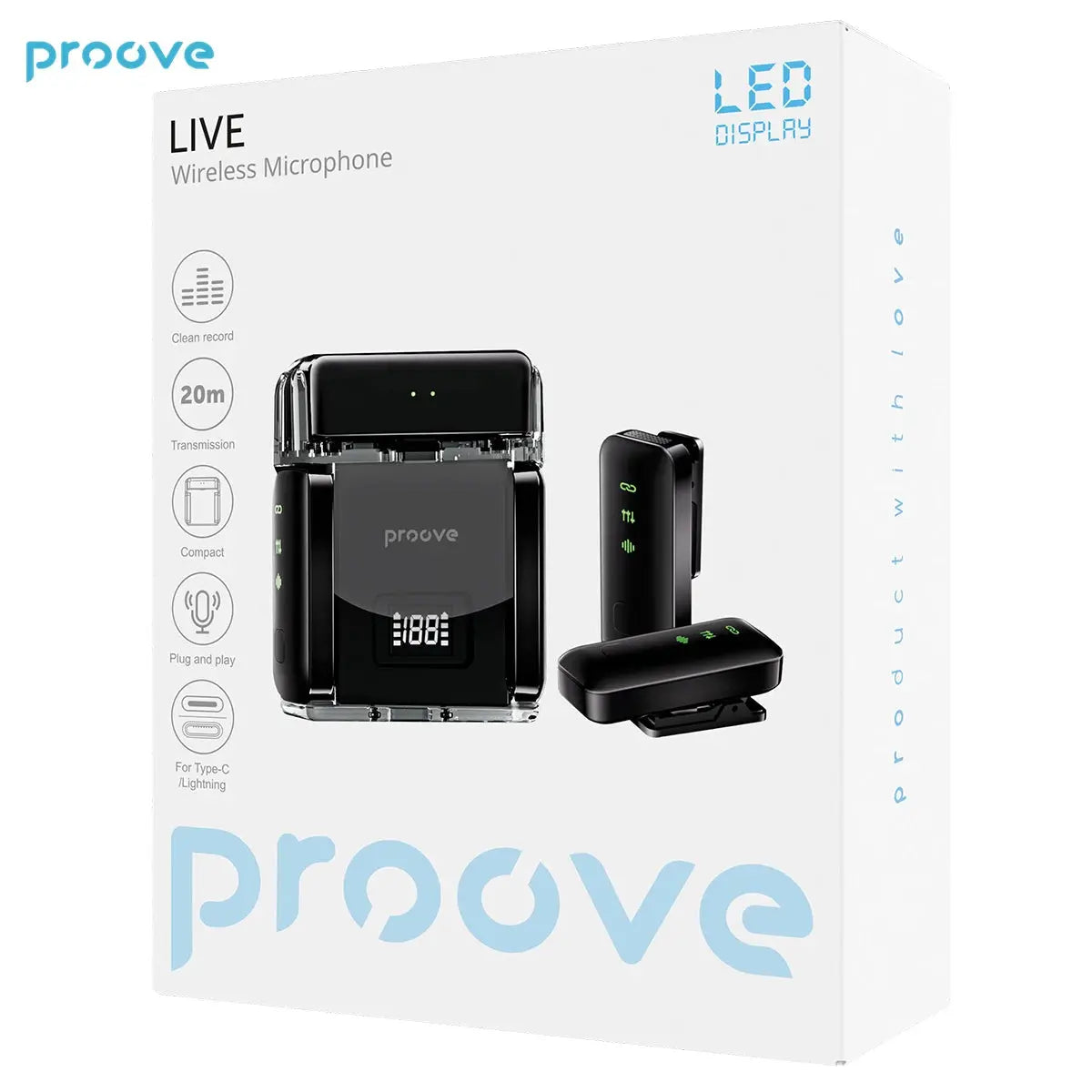 Proove Live Wireless Microphones Set Short Video Recording Mini Mic For iPhone Android Live Broadcast - SPINGHAR