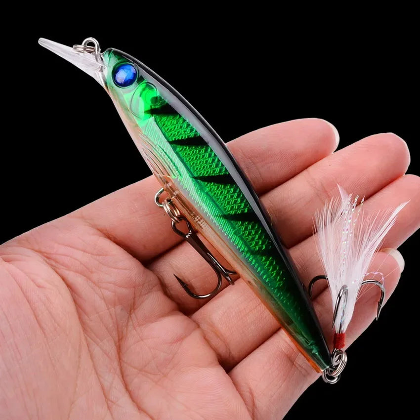 1PCS Laser Minnow Fishing Lure 11CM 13G pesca hooks fish wobbler tackle crankbait artificial japan hard bait swimbait SPINGHAR