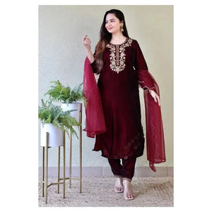 Pakistani Women Designer Winter Special Velvet Fabric Salwar Kurti Gift Dress - SPINGHAR