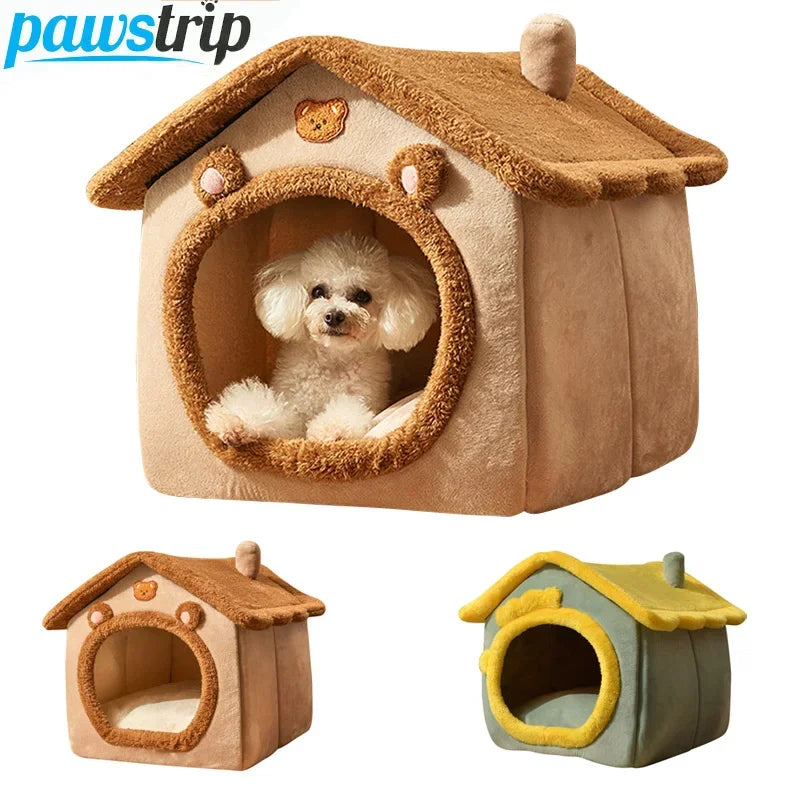 "Foldable Dog House & Cat Bed – Cozy Winter Nest for Small Pets" SPINGHAR