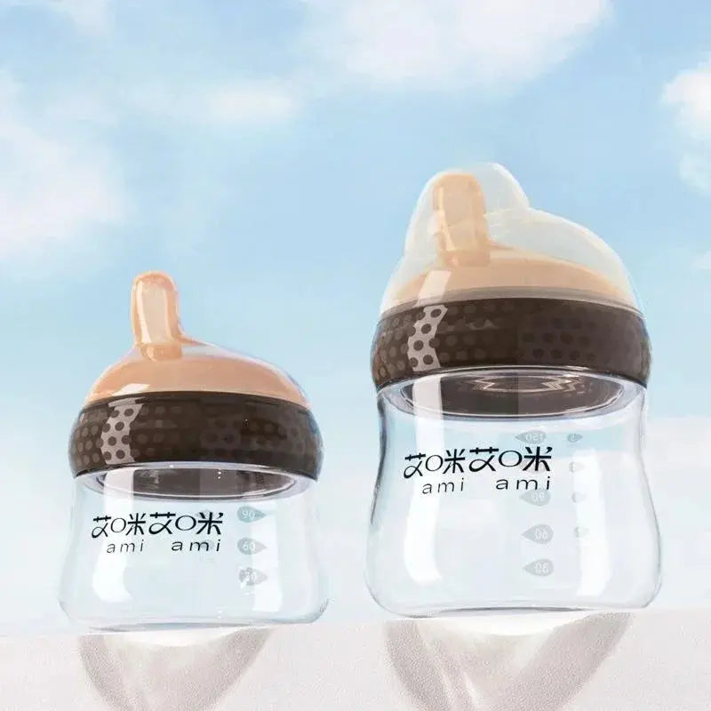 Newborn Baby Bottles Anti-Choke Glass Feeding Bottle Wide Caliber Imitation Breast Infant Nursing Bottle For 0-6 Month BPA Free - SPINGHAR