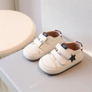 0-5 Years New Baby Shoes Microfiber Leather Toddler Boys Barefoot Shoe Star Soft Sole Girls Outdoor Tennis Fashion Kids Sneakers - SPINGHAR