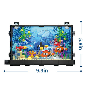 Idea Fish Tank Building Block Set with Light，Aquarium, Marine Life, Jellyfish And Turtle Ecological Tank, Toys For Boys And Girl SPINGHAR