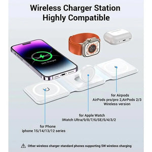 100W 3 in 1 foldable Wireless Charger Pad Stand for iPhone 15 14 13 12Pro Max Airpods iWatch Fast Wireless Charging Dock Station - SPINGHAR