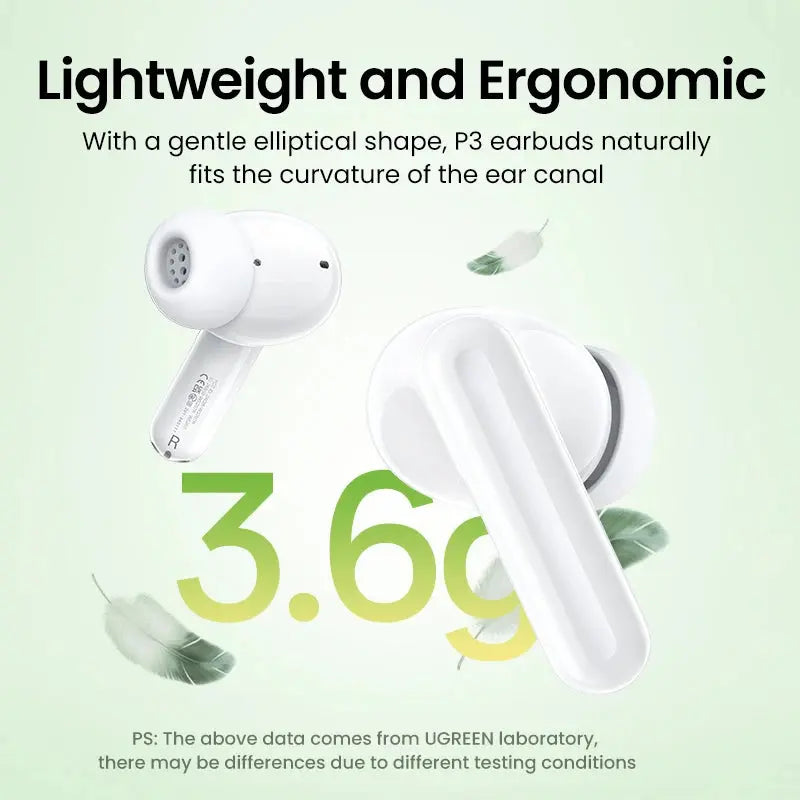 UGREEN HiTune P3 TWS Bluetooth Earphones Wireless Headphones 28H Earbuds Double Mic Call Noise Reduction In-Ear Handfree Earbuds - SPINGHAR