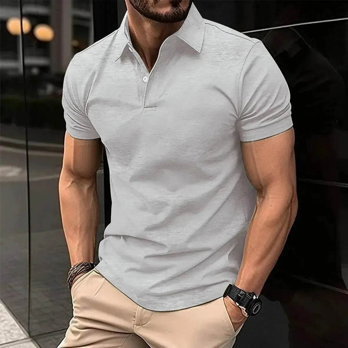 Best-Selling Men's Summer Solid Color Polo Shirt - Slim Fit Business Casual - SPINGHAR