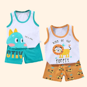 2PCS Children Clothing Vest Suit Children's Sets Summer Cotton T-Shirts Shorts Boys Girls Sleeveless Kids Clothes for baby SPINGHAR