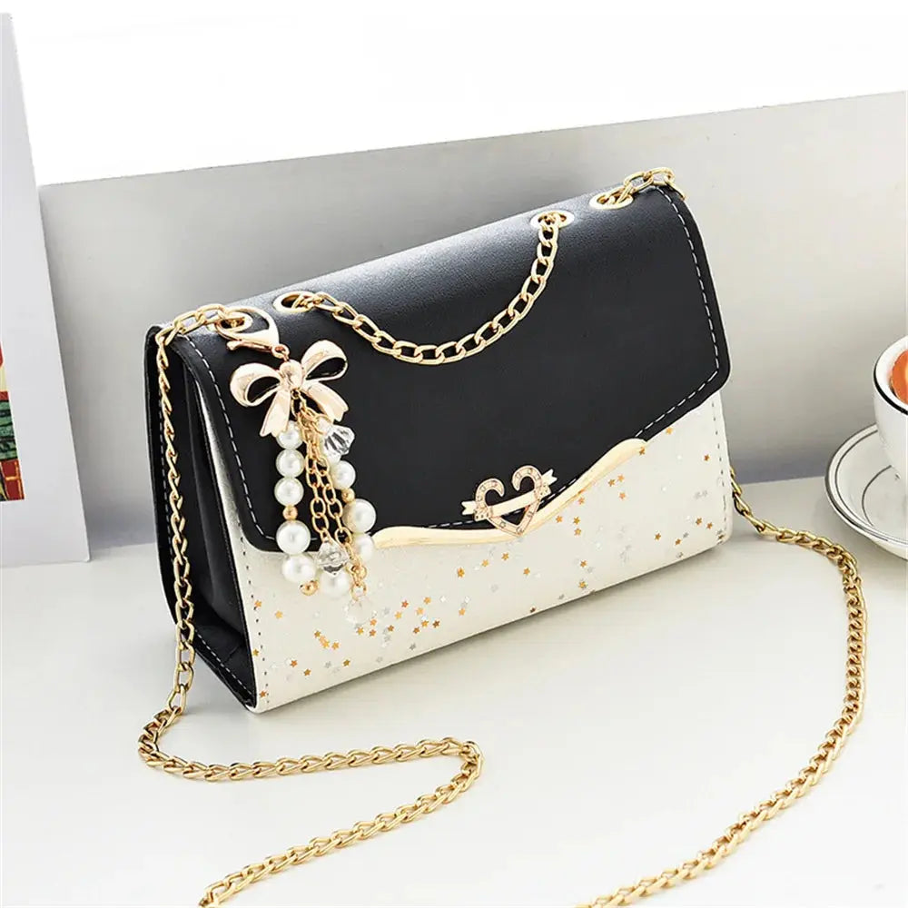 Trendy Sequin Messenger Bag for Women with Tassel Pendant - SPINGHAR