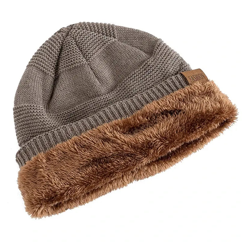 Unisex Slouchy Winter Hats: Fur-Lined Knitted Beanie Caps for Men and Women SPINGHAR