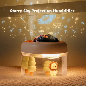 Wireless Projection Lamp & Humidifier - USB Rechargeable Starry Sky Diffuser - SPINGHAR