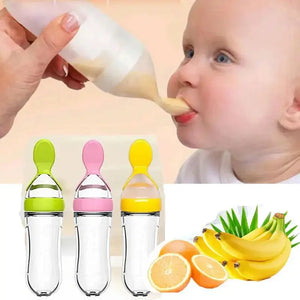 Squeezed Milk Bottle Food Grade Silicone Newborn Training Spoon Baby Grain Food Supplement Feeder Safe and Practical - SPINGHAR