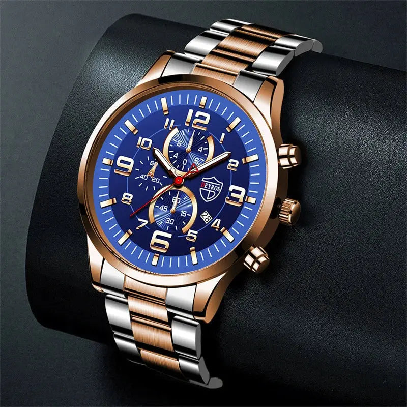 Brand Men's Watches Luxury Stainless Steel Quartz Watch Man Leather Calendar Sports Wristwatch Luminous Clock reloj hombre - SPINGHAR