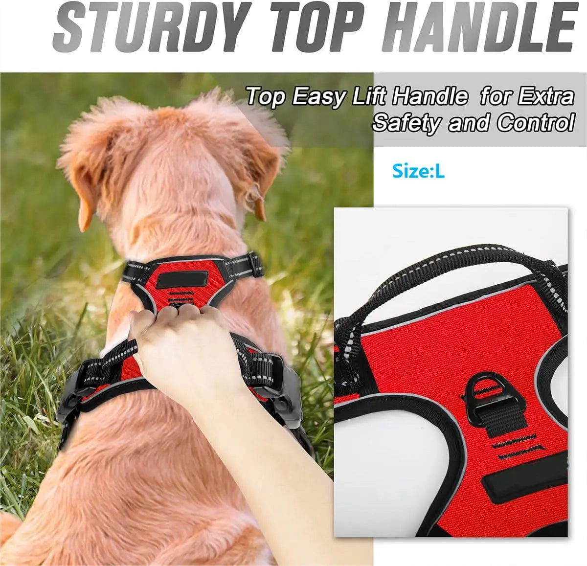 No Pull Dog Harness Front Clip Heavy Duty Reflective Easy Control Handle for Large Dog Walking SPINGHAR