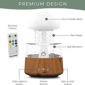 Rain Cloud Humidifier Essential Oil Diffusers Aroma Diffuser Water Flow Speed 7 Color Light  Raindrop Humidifier For Home SPINGHAR