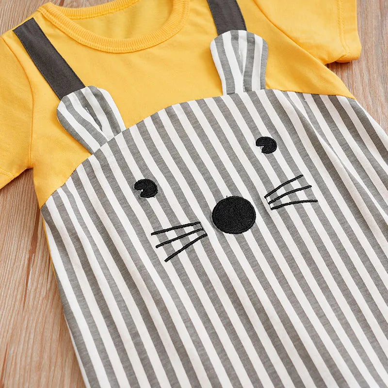 0-18 Baby Jumpsuit Cute Cartoon Mouse Print Cotton Comfortable And Soft Boy And Girl Summer Short Sleeved Newborn Clothes SPINGHAR