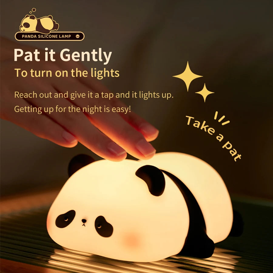 New Mini Panda Small Night Light Creative Living Room Cute Panda Pat 3-speed Adjustable Light Desktop Decoration Cartoon Gift SPINGHAR