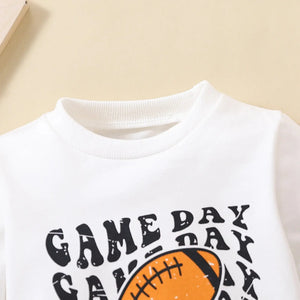 Autumn & Winter Baby Boy Children Clothes Letter ‘Game Day’ Printed Rugby Long Sleeved T-Shirt - SPINGHAR