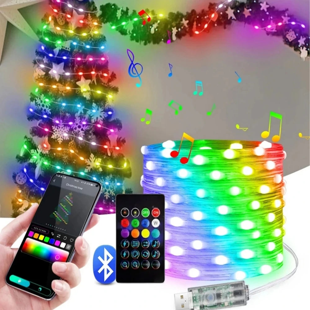 5M/10M/20M RGBIC LED Smart Fairy Lights Bluetooth APP Control String Light DIY for Christmas Party Wedding Home Decoration SPINGHAR