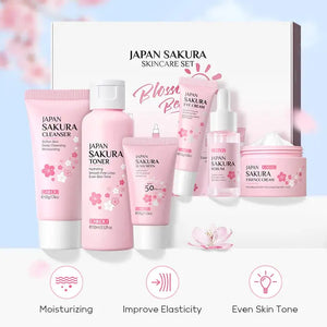 New 6pcs/Set LAIKOU Sakura Skin Care Sets Face Cream Serum Toner Facial Cleanser Sunscreen Eye Cream Face Skin Care Products - SPINGHAR