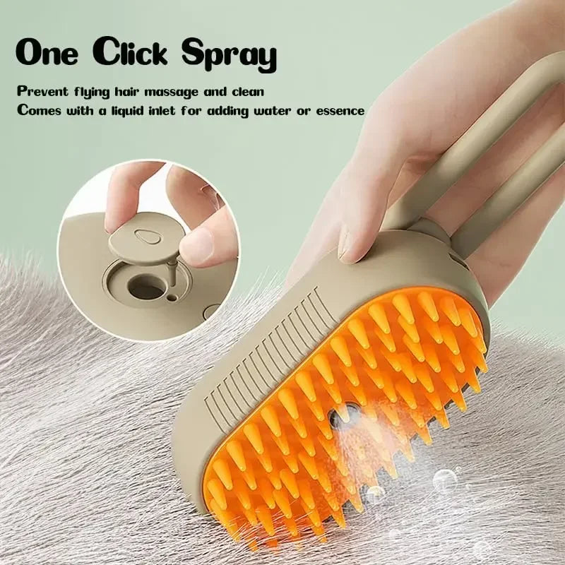 Steamy Dog Brush Electric Spray Cat Hair Brush 3 in1 Dog Steamer Brush for Massage Pet Grooming Removing Tangled and Loose Hair SPINGHAR