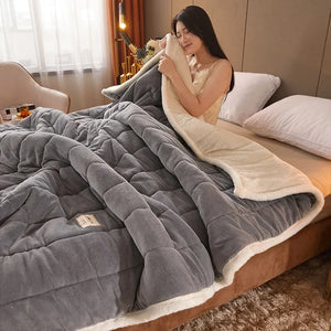 3-Layer Coral Fleece Warm Blanket for Autumn and Winter SPINGHAR