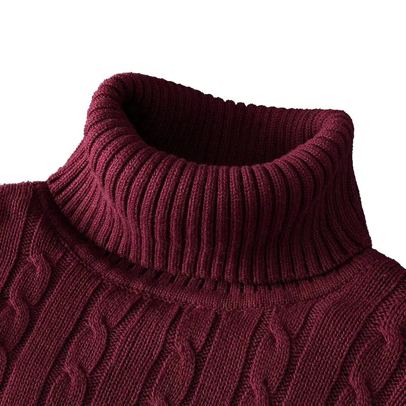 Autum Winter Warm Turtleneck Sweater Men's Casual Rollneck Knitted Pullover Keep Warm Men Jumper Knit Woolen Sweater - SPINGHAR