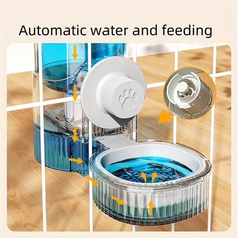 1.2L Automatic Pet Feeder Cage Hanging Bowl，Suitable for Small Puppy Cat Rabbit Food Container Dispenser Bowl SPINGHAR