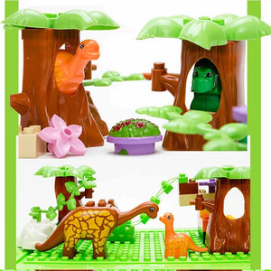 Boxed 43Pcs/lot Dino Valley Building Blocks Sets Large Particles Animal Dinosaur World Model Toys Bricks Compatible Duploed SPINGHAR