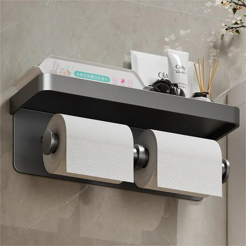 Aluminum Alloy Toilet Paper Holder WC roll Paper Holder perfume Shelf for Bathroom storage Accessories SPINGHAR