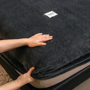 Luxury Soft Plush Coral Fleece Fitted Sheet - Warm Elastic Mattress Cover for Winter Bedding SPINGHAR