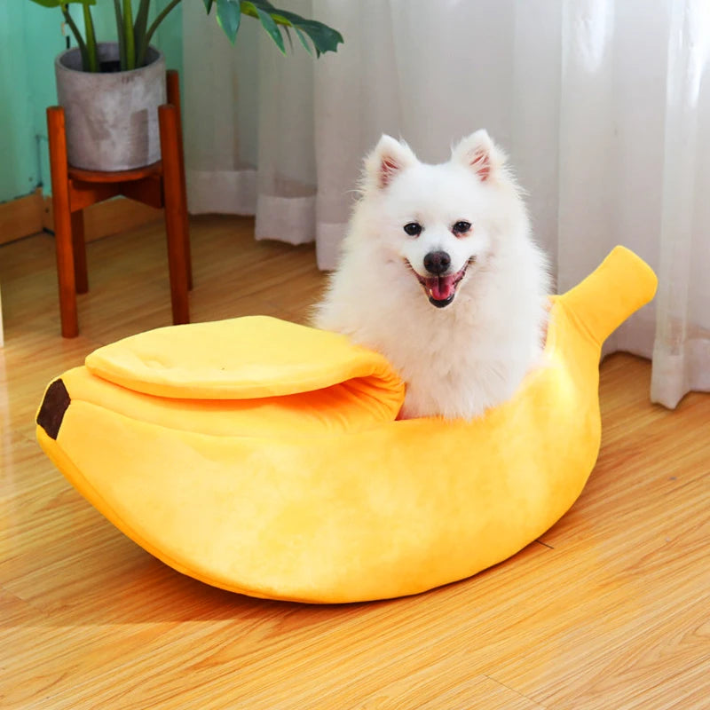 Banana Shaped Pet Bedding Comfortable Cat Nest Mat Winter Cushion Warm Soft Funny Kitten Sleeping Bag Cute Cozy Dog Accessories SPINGHAR