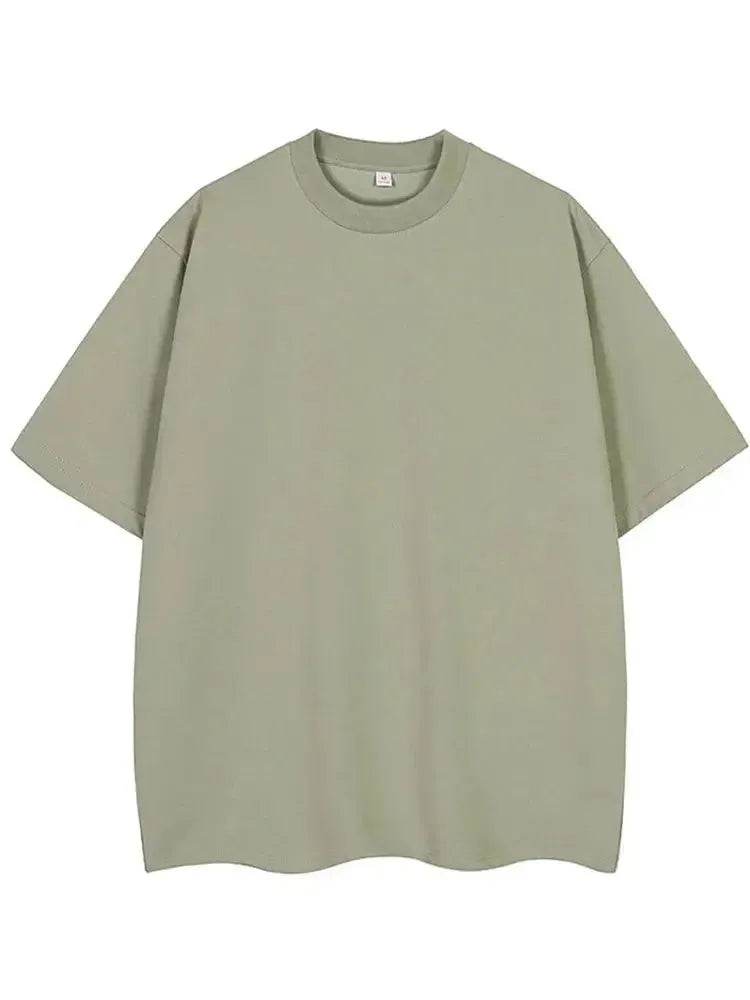 260G Heavy Cotton Oversized Summer T-Shirt for Men - Korean Fashion Short Sleeve - SPINGHAR