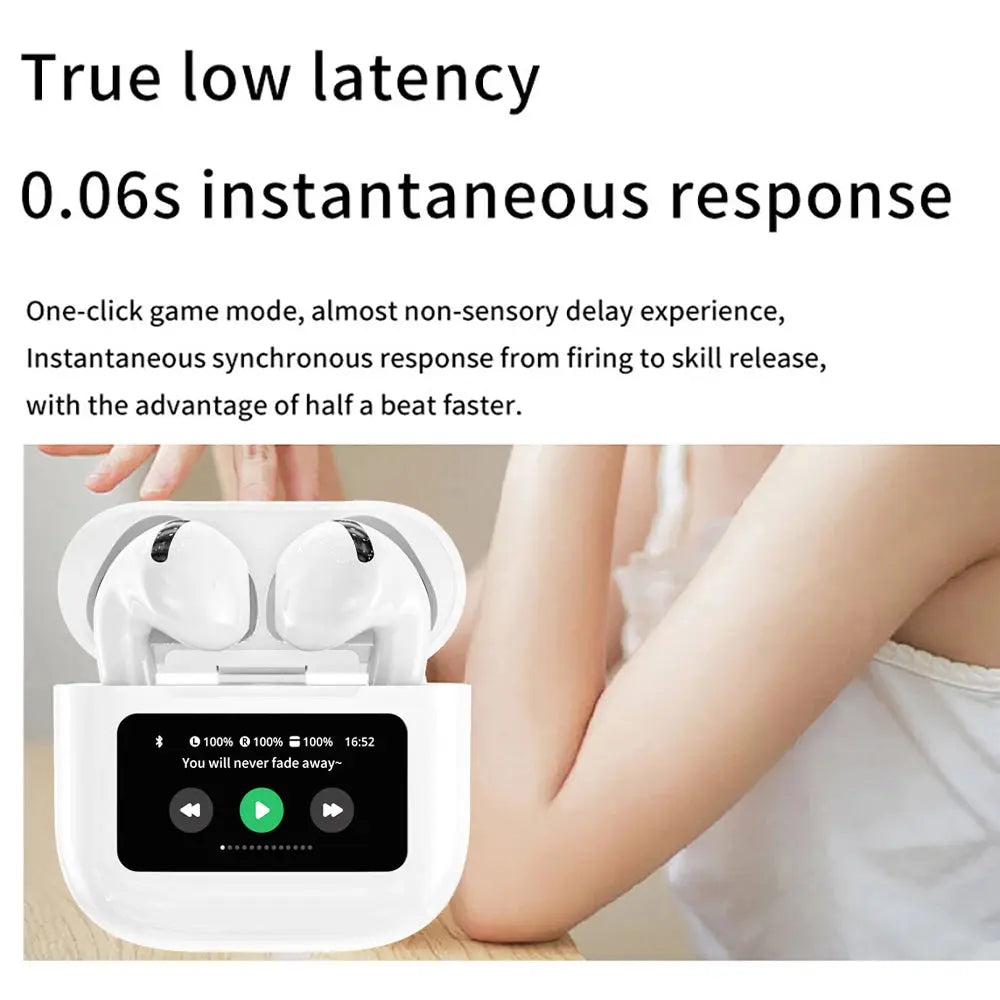 A12 Pro ENC Noise Cancellation Earphone TWS Wireless Earbuds With Touch Control LCD Screen Equalizer Super Bass Premium Sound - SPINGHAR