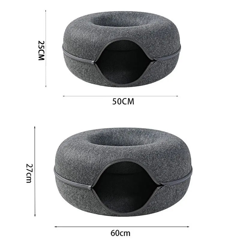 Donut Cat Bed Interactive Tunnel Pet Felt Indoor Toys Cats House Kitten Training Toy Cat Kennel Pets Supplies SPINGHAR