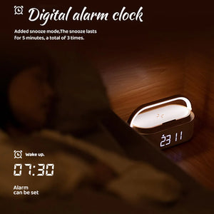 Rechargeable FM Radio LED Alarm Clock with 15W Wireless Charger,Bluetooth Speaker and Night Light Function. Gift Ideas for Decor SPINGHAR