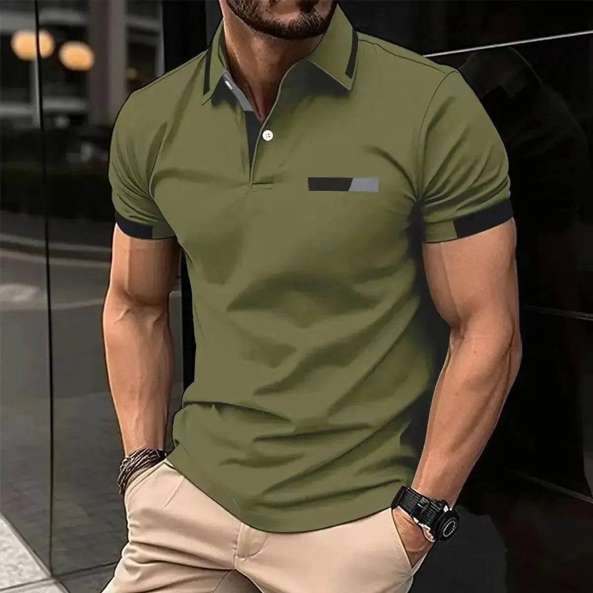 Best-Selling Men's Summer Polo Shirt - Solid Color Short Sleeve Golf Shirt - SPINGHAR