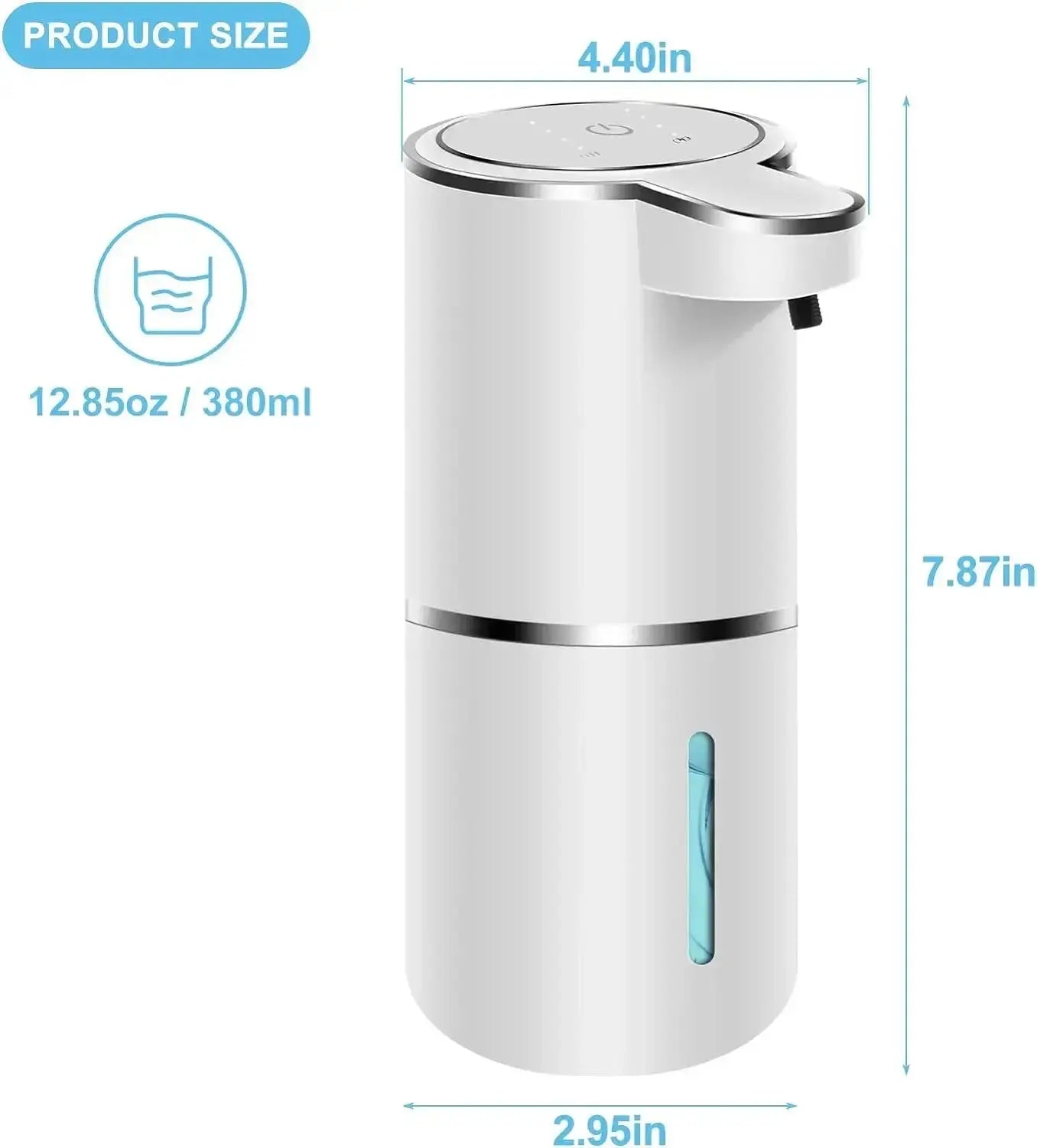 Automatic Soap Dispenser Touchless Foaming Soap Dispenser 380ml USB Rechargeable Electric 4 Level Adjustable Foam Soap Dispenser - SPINGHAR