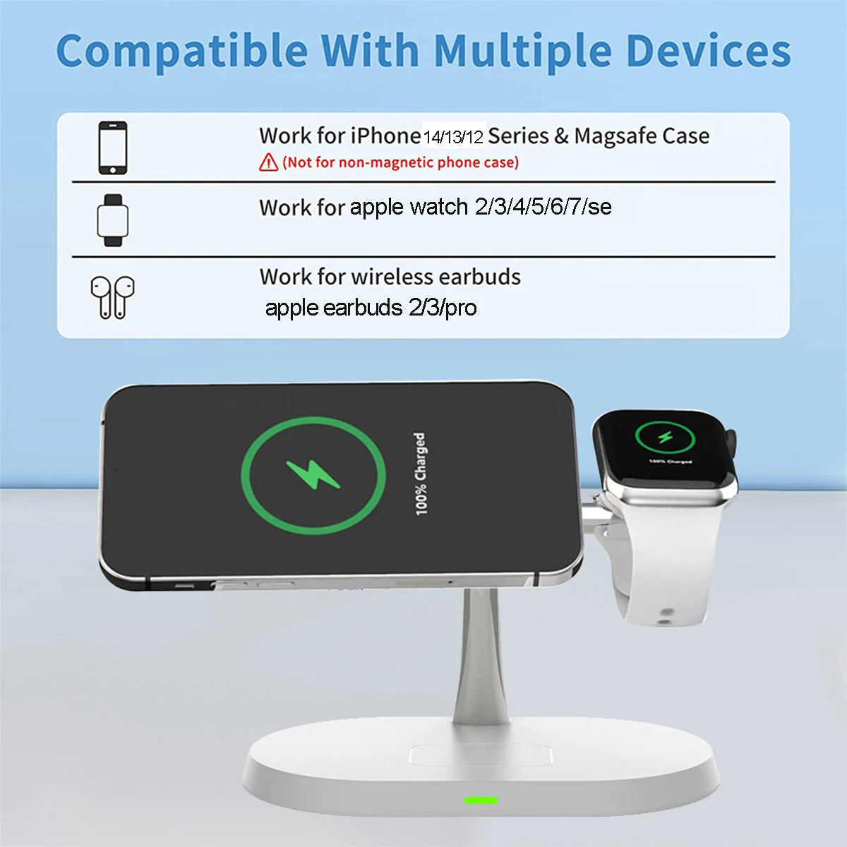 30W Magnetic Wireless Charger Stand for iPhone 15 14 13 12 Pro Max Apple Watch 8 7 Airpods Pro 3 In 1 Fast Phone Charging Sation SPINGHAR