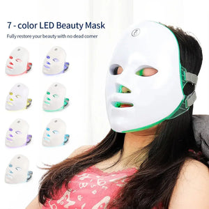 7 Colors Photon Facial LED Mask Red Light Therapy Anti Aging Face Neck Beauty Mask Relaxation Treatment Anti-Wrinkle Skin Care - SPINGHAR